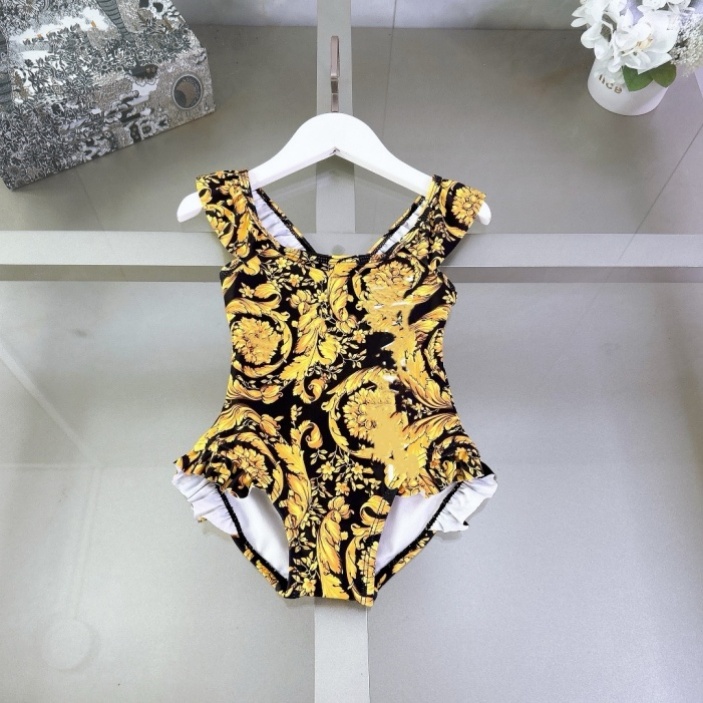 Designer fashion children's totem print one-piece swimsuit, designer baby and children's letter vest swimsuit, girls' holiday SPA beach size 80cm-150cm B5