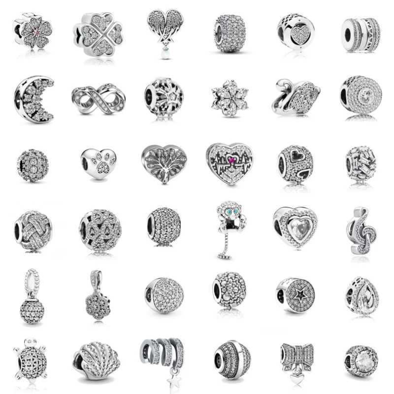 Europe New White Shining Zircon Series Charms Fit Original Bracelet Accories Beads Women Jewelry Gift 925 Silver PendantXJ250607