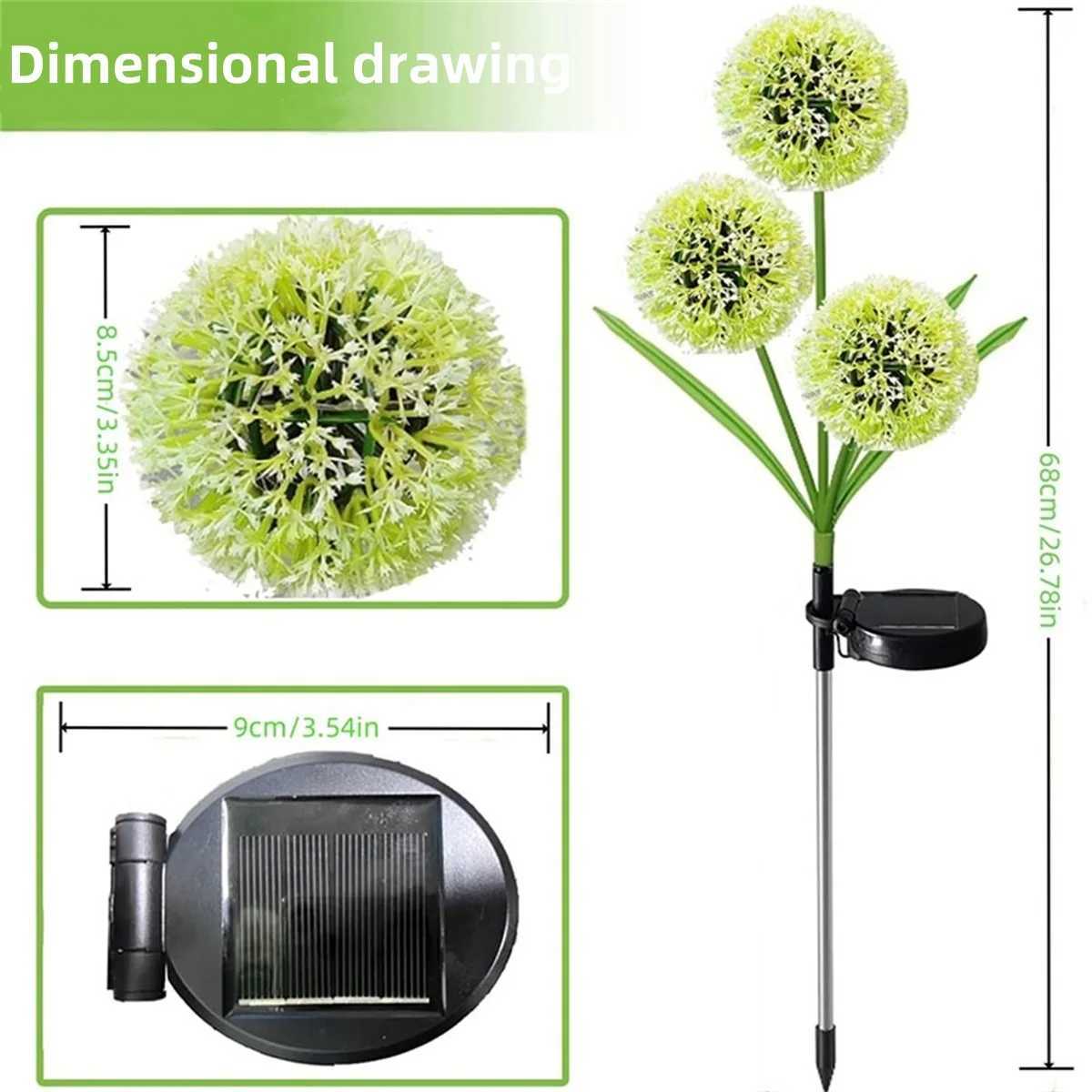 Solar Outdoor Lawn Light Dandelion Courtyard Landscape Decoration Path Light Outdoor Waterproof Sunlight Powered XJ250606