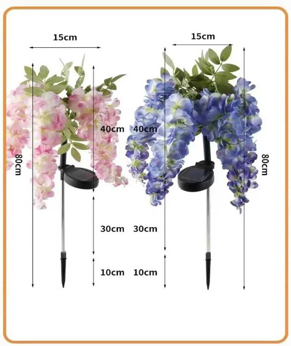 Wisteria Solar Simulation Flower Garden Light Outdoor IP65 Waterproof LED Decoration for Courtyard LawnXJ250606