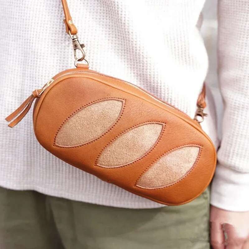 1Pc Creative Bread Design Women Crossbody Funny Cute Shoulder Bags Vintage Trend Cosmetic Bag Small Female Purses