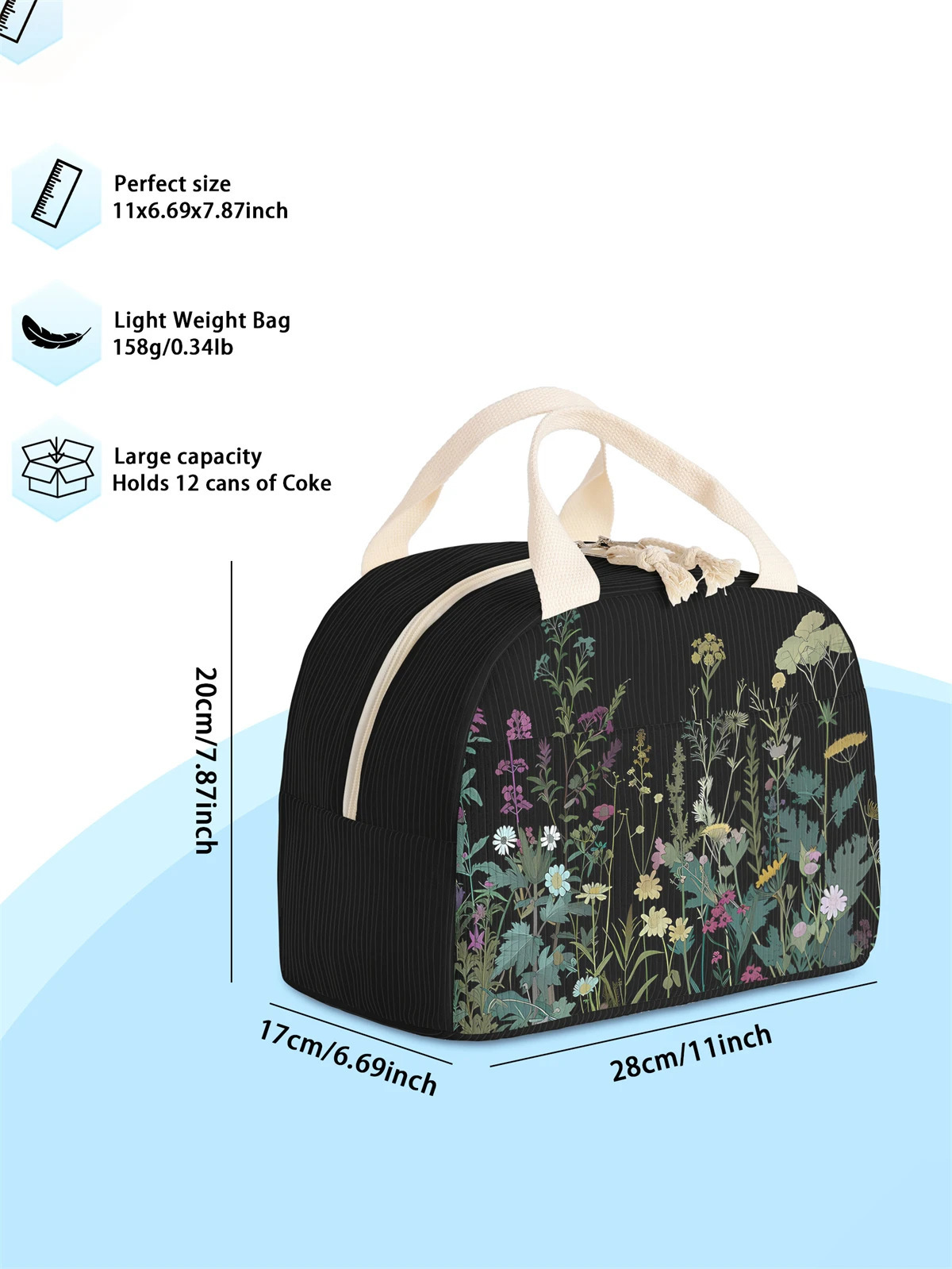 1pc- insulated lunch box bag thickened student portable lunch bag 250606