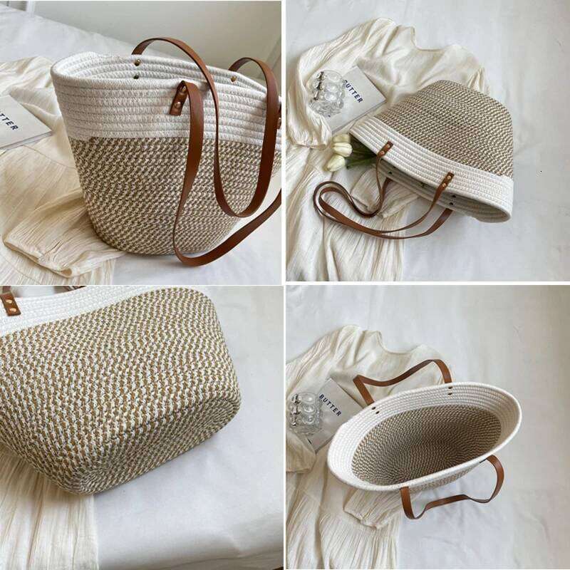 Hot Selling New Summer Women Beach Large Capacity Cotton Thread Handmade Fashion Shoulder Bag Bohemian Casual Woven Basket Designer Bags