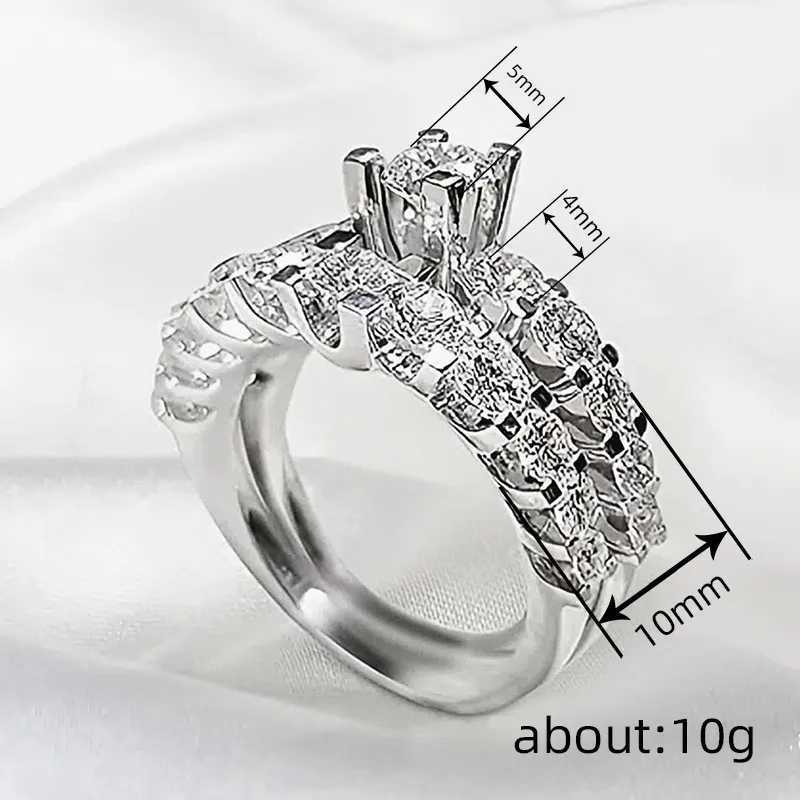 925 Sterling Silver Rings for Women Shiny Round Zirconia Finger Accessories for Wedding Double Stackable Fashion Jewelry XJ250606
