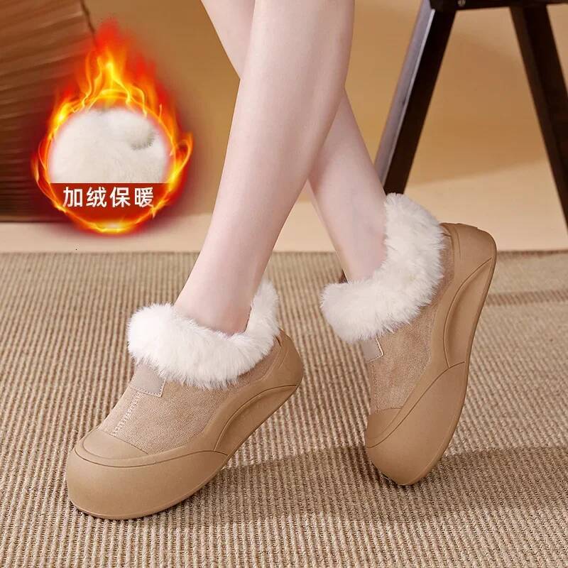 Ddmyoutdoor Women S Plush Autumn Winter New Warm Cotton Shoes Student Korean Fashion Platform Comfort Anti Slip Snow Boots Outdoor Shoes