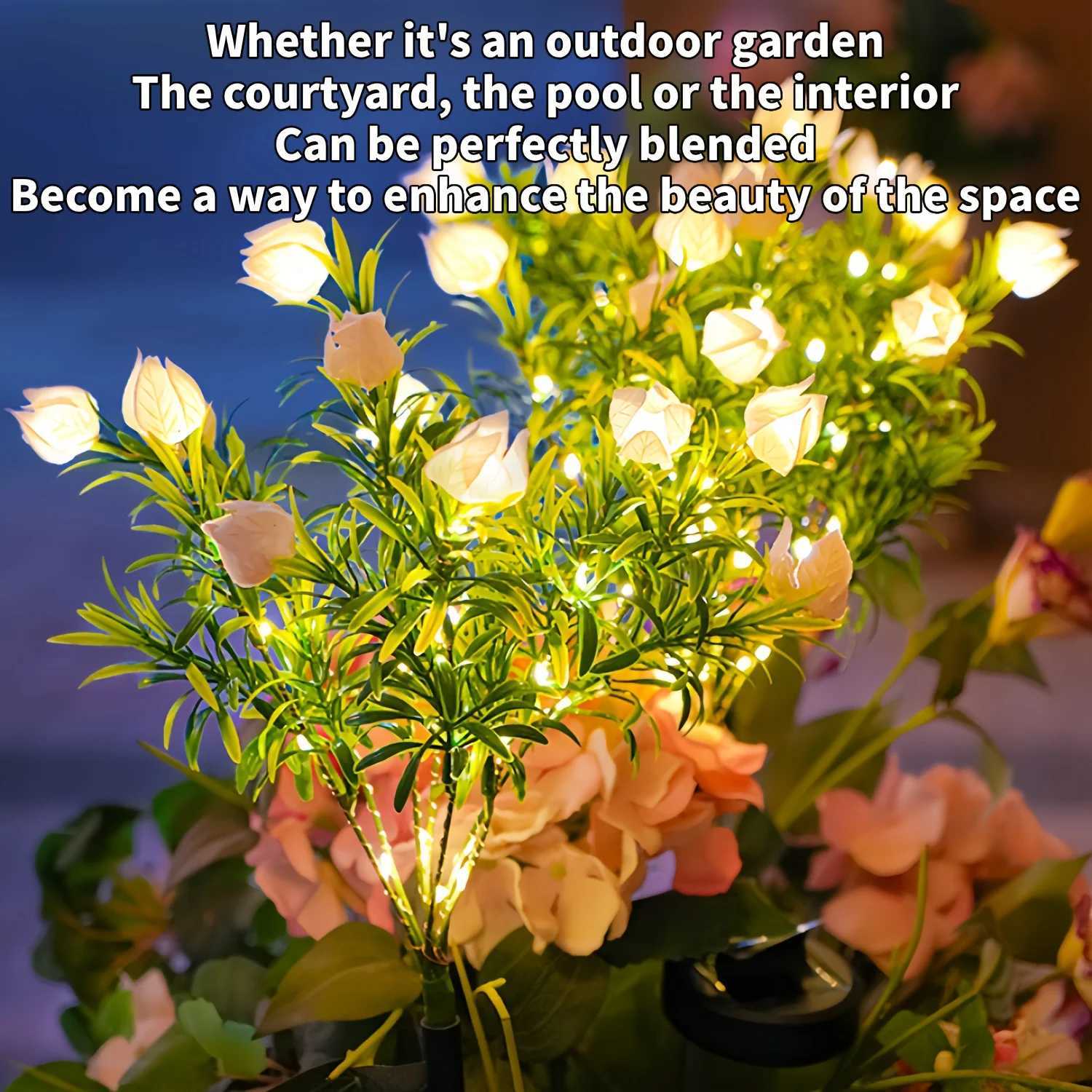 1/2/3/4pc 11-Flower Solar LED Gardenia Lights Outdoor Garden Decor Automatic Light Sensor for Patio Lawn Yard Solar Garden LightXJ250606