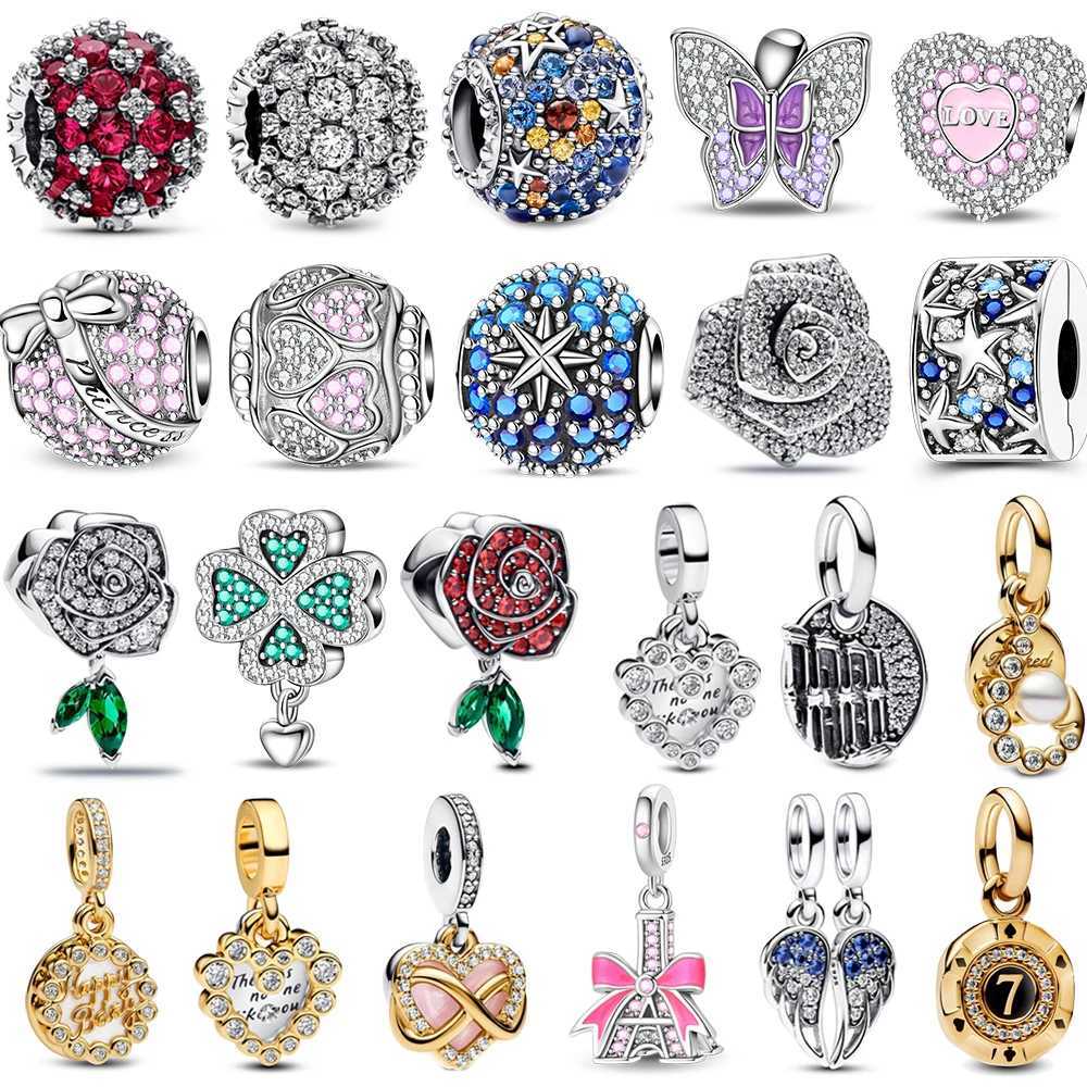 Classic 925 Sterling Silver Diamond Beads Lucky Chip Charm Fit Mother Bracelet Necklace DIY Jewelry Accessories XJ250607