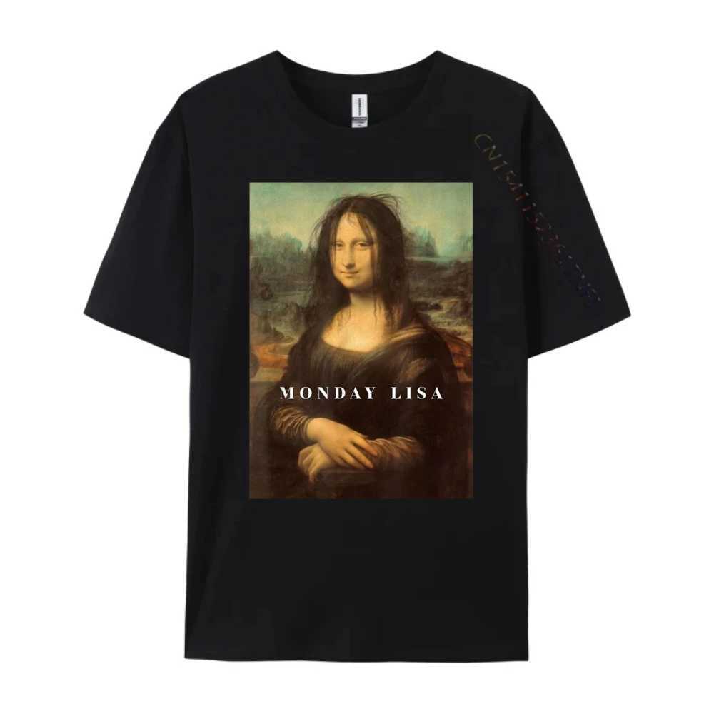 Funny Mona Funny Monday Lisa Art Graphic Shirts Men Streetwear Gothic Style W250607