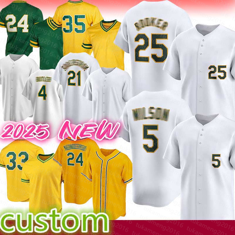 Brent Rooker Rickey Henderson Baseball Jerseys Jose Canseco Reggie Jackson JJ Bleday Seth Brown Esteury Ruiz Ken Waldichuk Zack Gelof Mason