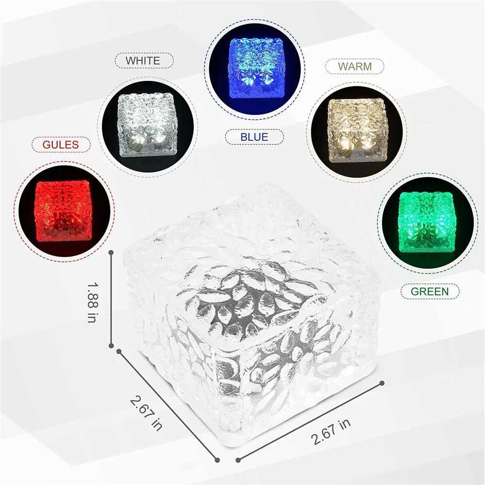 Solar Garden Lights Outdoor Paver Square Brick Ice Cube Sunlight Patio Walkway Pathway Step Solar Lamp Christmas Holiday Decor XJ250606