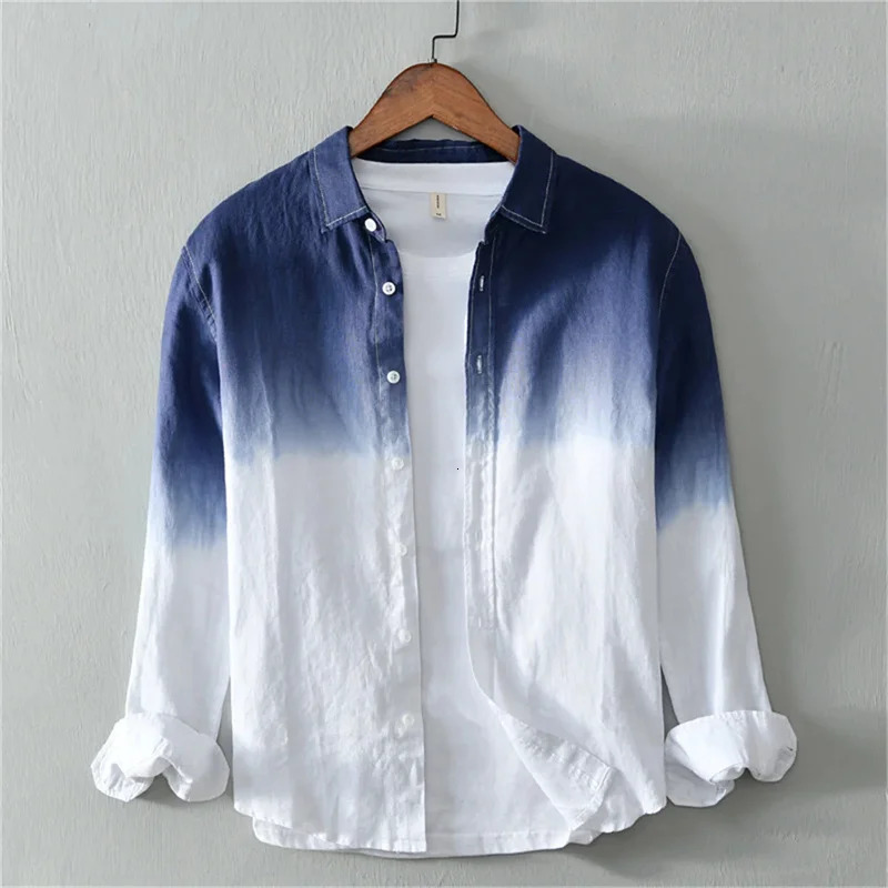 Summer Shirt Casual Long Sleeve Lapel Shirt 3D Printing Light Color Changing Mens Linen Shirt XS-6XL Fast 250605