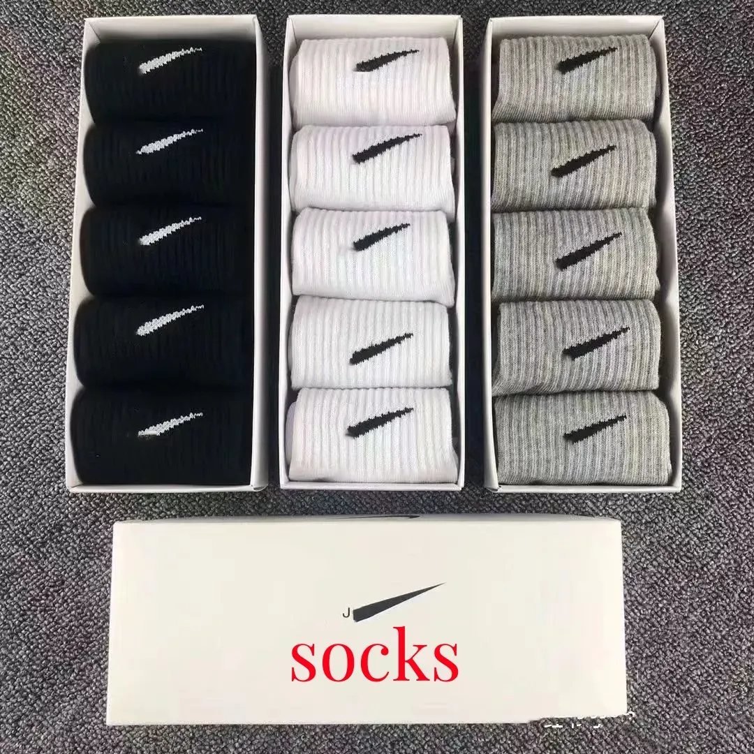 5Double/Designer Low, medium, high waist Solid color Black, white gray breathable cotton socks letter breathable jogging basketball football sports socks Pure cotton