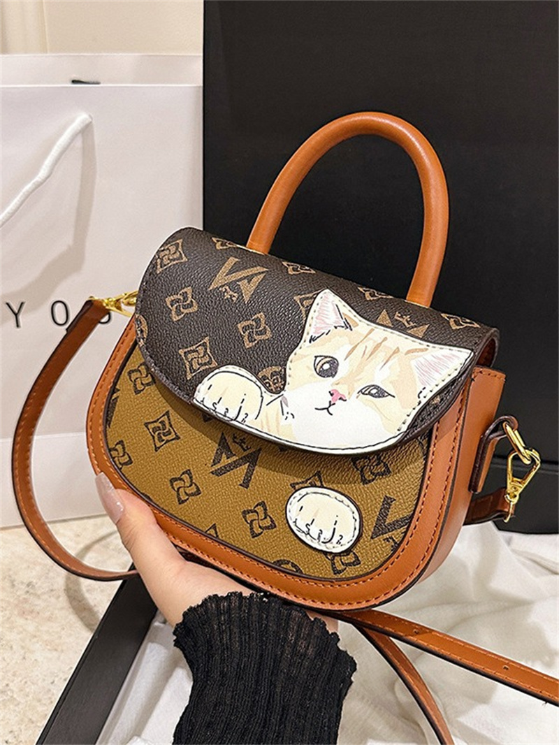Designer bag free shipping 2025 new fashion casual trend high-end texture cartoon printed handbag crossbody bag for women