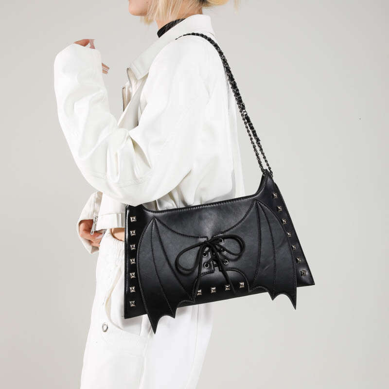 New Style Unique Underarm for Women Dark Punk Bat Shoulder Fashion Trend Chain Handheld Crossbody Bag