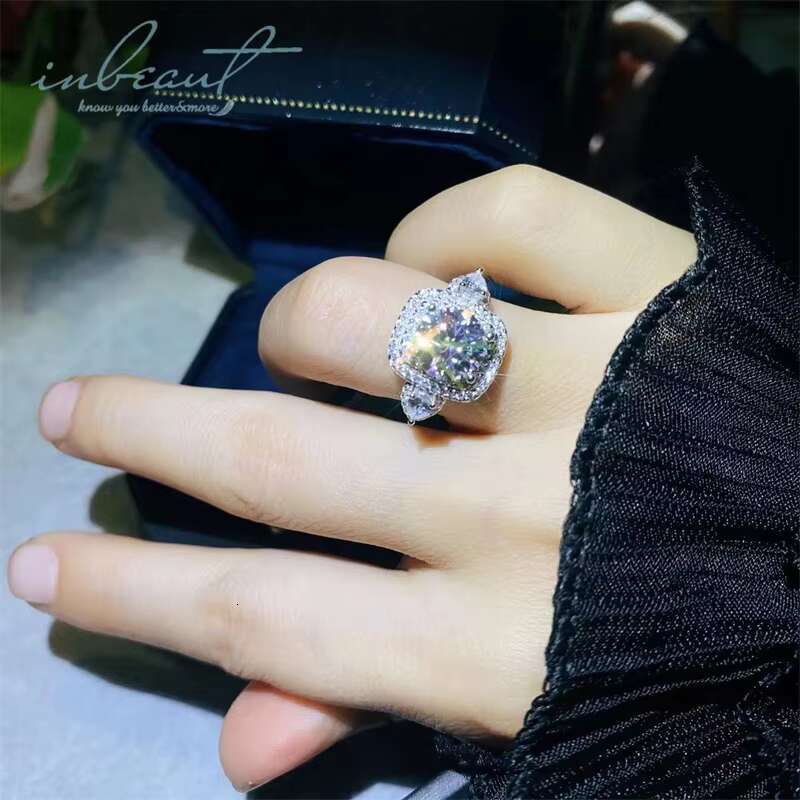 Silver 925 Original 2 Ct Diamond Test Past Round Excellent Cut D Color Moissanite Ring Gemstone Wedding Jewelry for Women