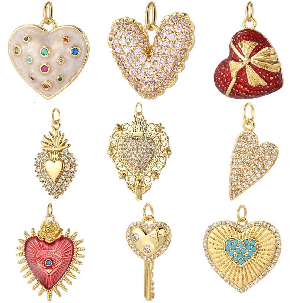 Bohemian Hearts Charms DIY Earrings Bracelet Necklace Accessories Gold Color Charms for Jewelry Making Supplies Designer XJ250607