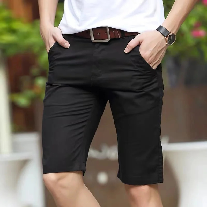 Man Short Summer 100% Cotton Solid Shorts Male Quality Casual Business Social Bermuda Men Shorts Hombre Half Pants 250605