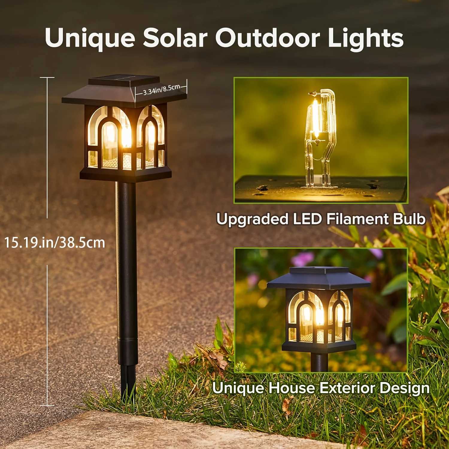 6/10 Pack Solar Pathway Lights Outdoor Solar Landscape Path Yard Lights Auto On/Off for Outside Yard Lawn Patio Walkway XJ250606