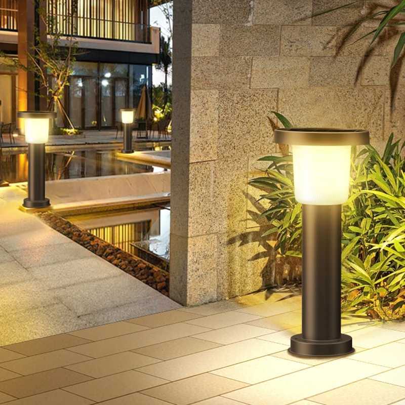 Intelamp 2 Pack Solar Pathway Lights Outdoor Stainless Steel Lawn LampFor Walkway Villa Garden Courtyard District Residential W250607