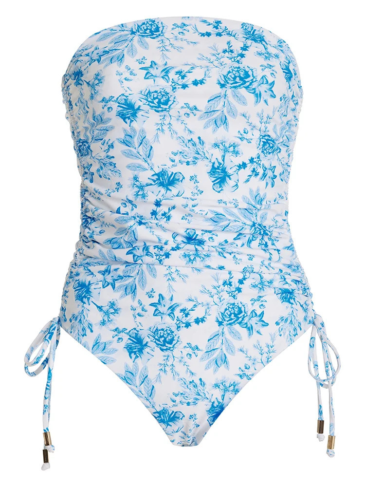 Miyouj Bandeau Swimsuit 2025 Suit Sexy Bodysuit Printed Swimsuits Bandage Bathsuit Summer Swimwear High Waist Bathwear 250530