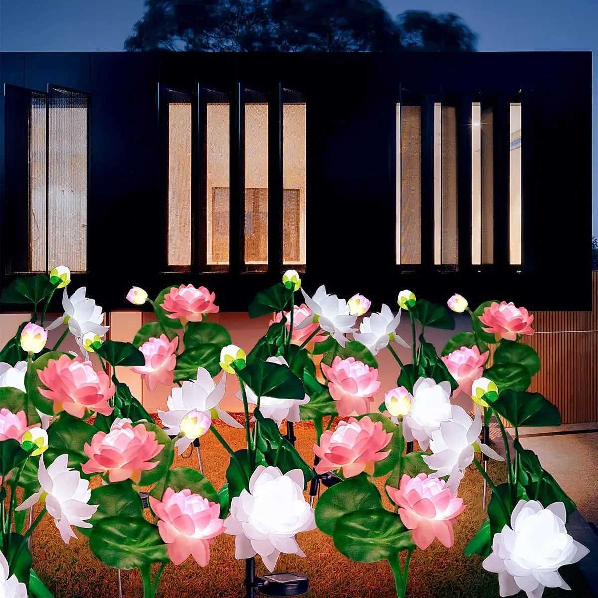 Lotus Solar Lamp Ground Outdoor Waterproof Yard Power LED Artificial Flower Light for Courtyard Landscape Garden Decoration XJ250606