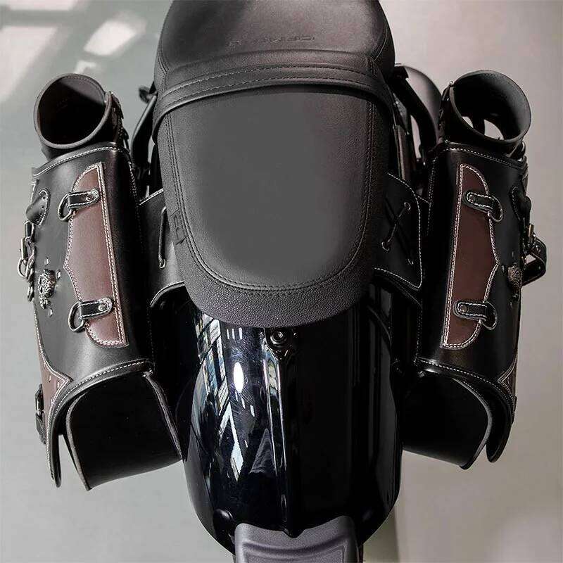 Saddle Bags with Cup Holder Retro Side Black Skull Hanging Bag for Harley Motorcycle