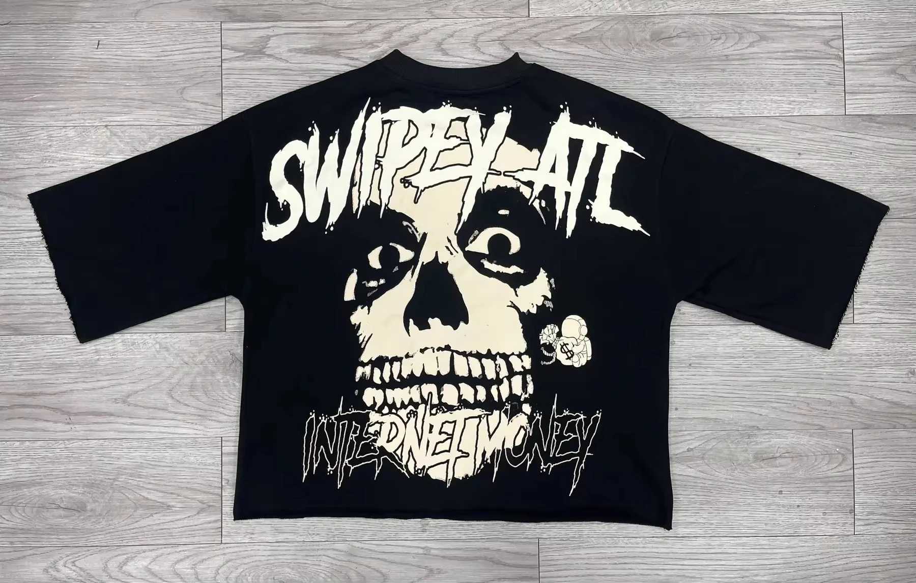 Casual Pure Cotton Short Sleeve T-Shirt Streetwear Women Cropped Top Y2K Vintage Gothic Skull Graphic Print T-Shirt Men Oversized X250607