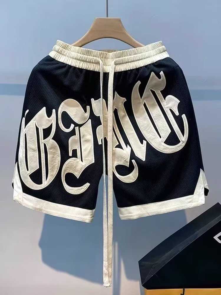 2025 Classic Style Ins Casual Cool and Stylish Letter Graphic Fashionable Loose Trendy Men's Summer Hip-Hop Sport Five-Piece Pants