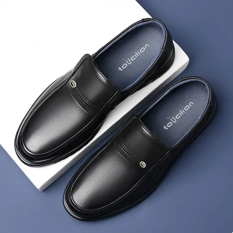 Man Casual Shoe Black Round Toe Classic Original Footwear Offer Cowhide Leather Loafers Shoes for Men High Quality Fashion Retro 250605
