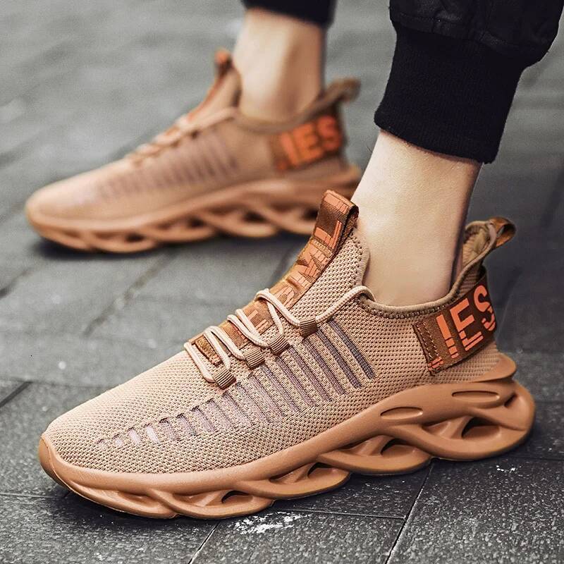 Ddmyoutdoor Sneakers Popular Men S Breathable Fly Woven Elastic Outsole Running Shoes High Quality Lightweight Sports Shoe Outdoor Shoes