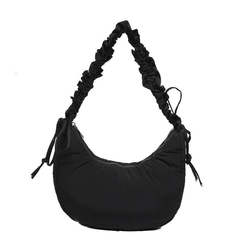 Korean Style Fashion Pleated Dumpling for Women 2025 New Simple Underarm Solid Color Casual Shoulder Crossbody Bag