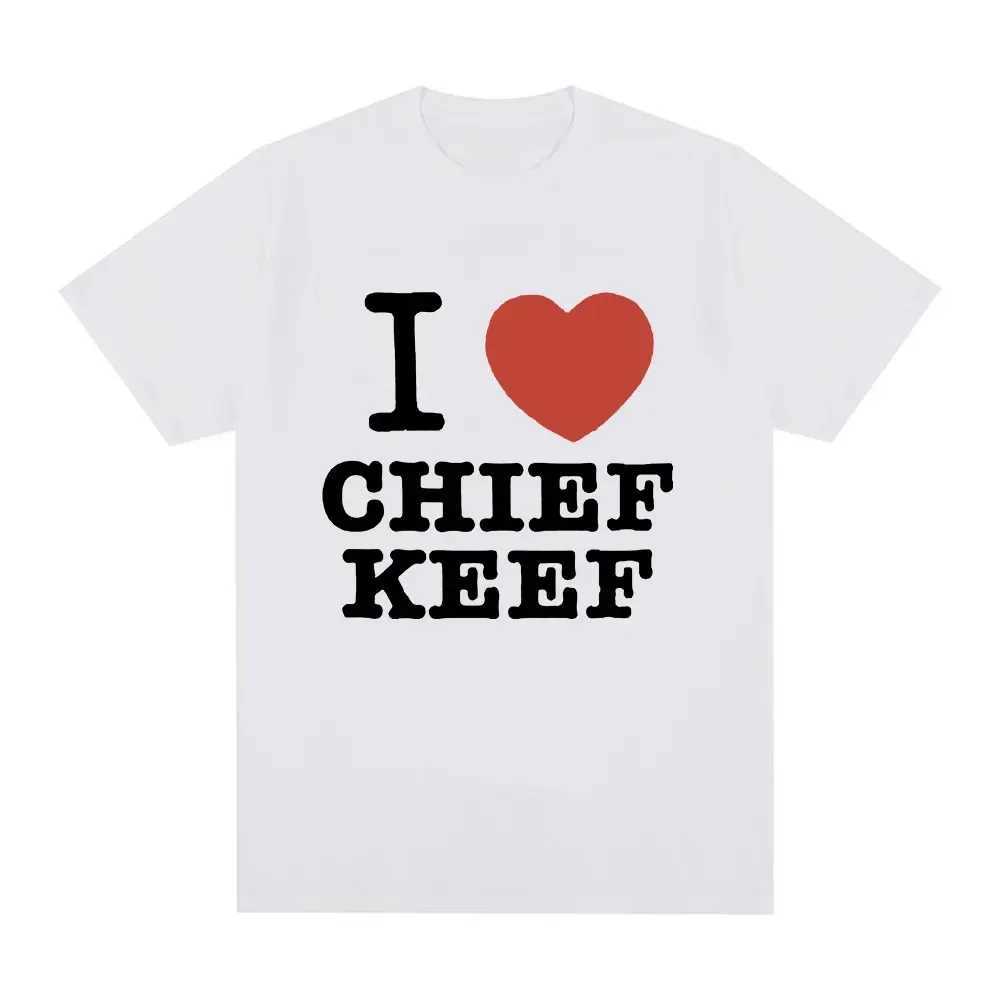 I Love Chief Keef T Shirt Mens Fashion Casual Short Sleeve T-shirt Vintage Gothic Oversized Cotton T-shirts Hip Hop Streetwear W250607