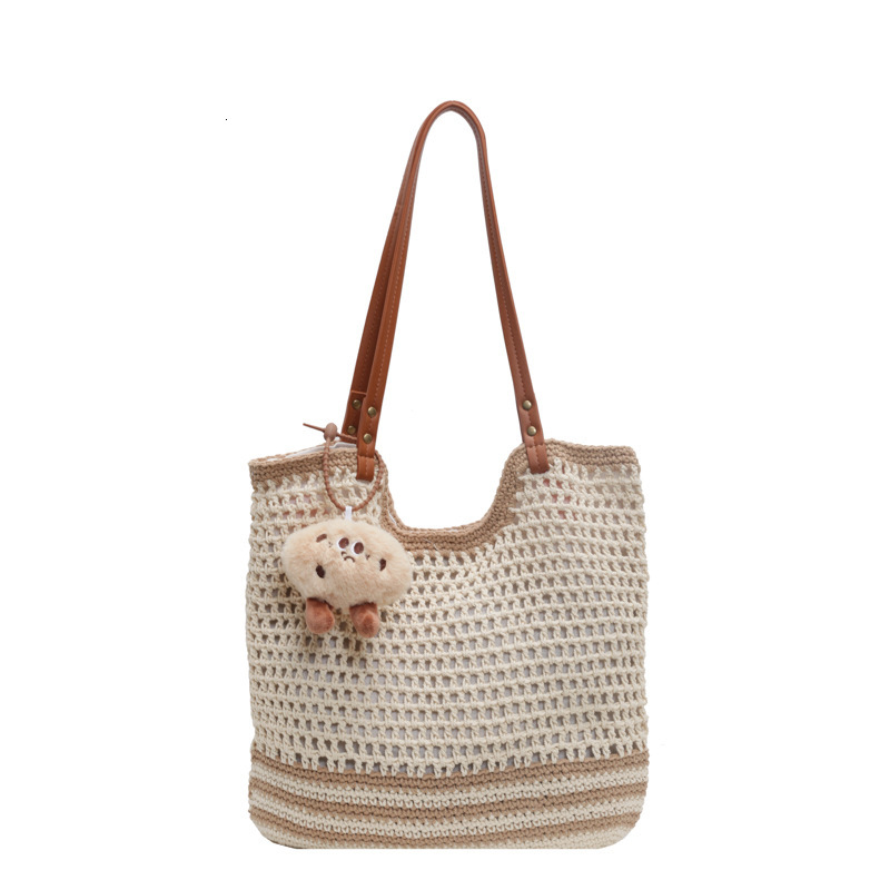 designer Large Capacity Woven Bag Women's 2025 New Straw Bag Beach Vacation Shoulder Bag Versatile Casual Tote Bag