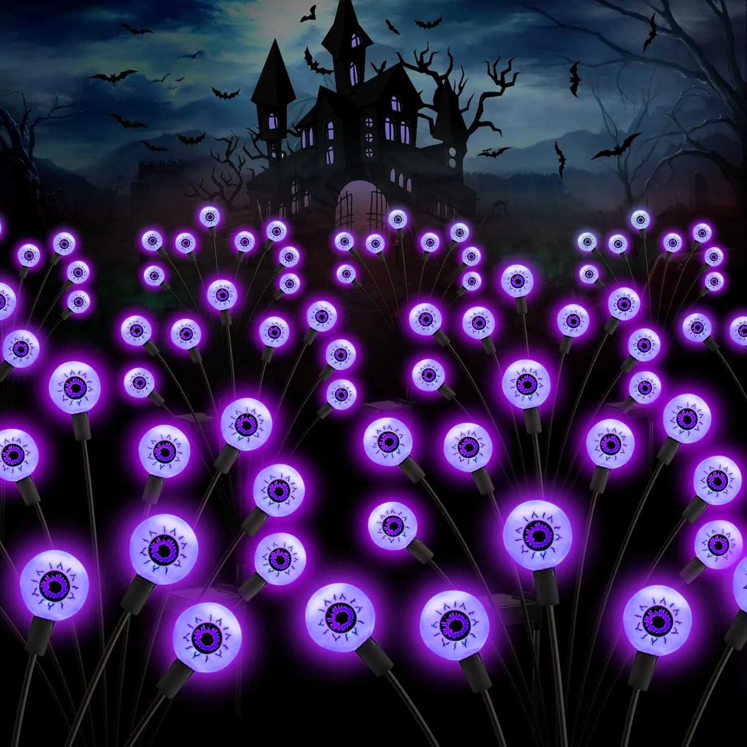 2/4/6 Pack Halloween Decorations Outdoor Solar Scary Eyeball Lights Purple Eyeball Lights For Yard/ Garden/ Lawn/ Party Decor XJ250606