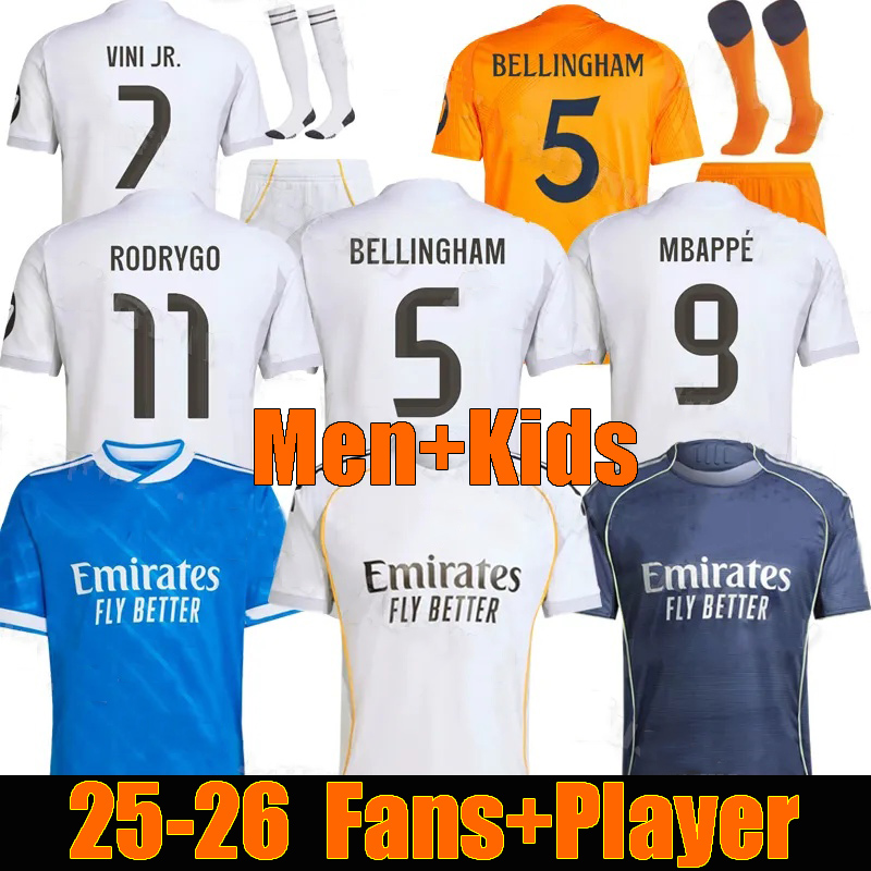 25 26 MBAPPE soccer jerseys BELLINGHAM VINI JR VALVERDE RODRYGO MODRIC Football jersey kits 24 25 26 CAMAVINGA realmadrids Child Kids Shirt uniform Camiseta