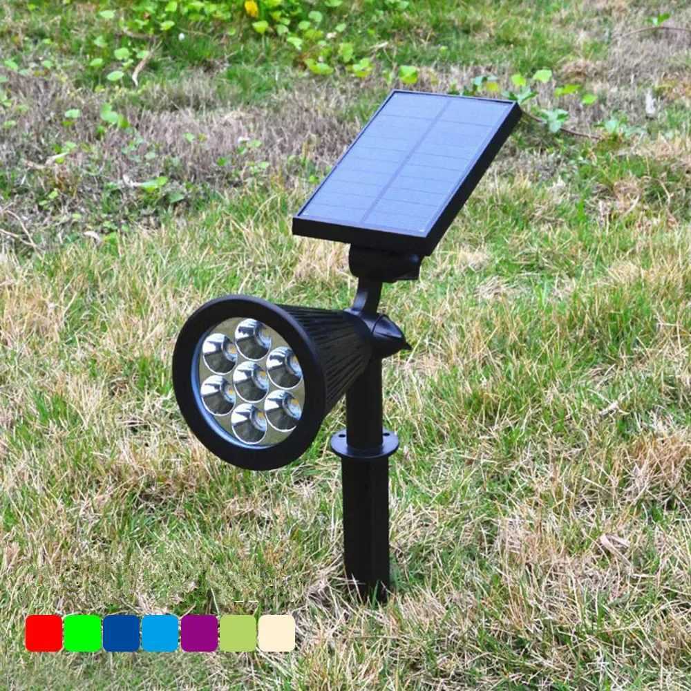 7 LED Solar Powered Wall Lamp Colored Solar Spotlights Outdoor Waterproof Lawn Garden Fence Landscape Decorative Lights XJ250606