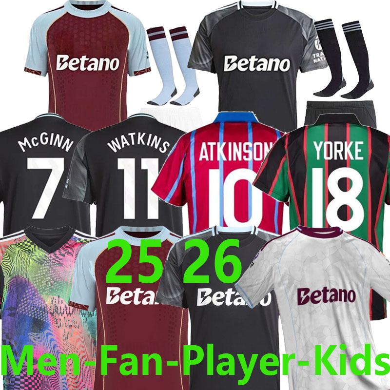 S-2XL Mens top 25 26 Aston goalkeeper BAILEY MALEN soccer jersey home away third 2025 2026 villa McGINN ONANA WATKINS KONSA MARTINEZ Men kids kit football