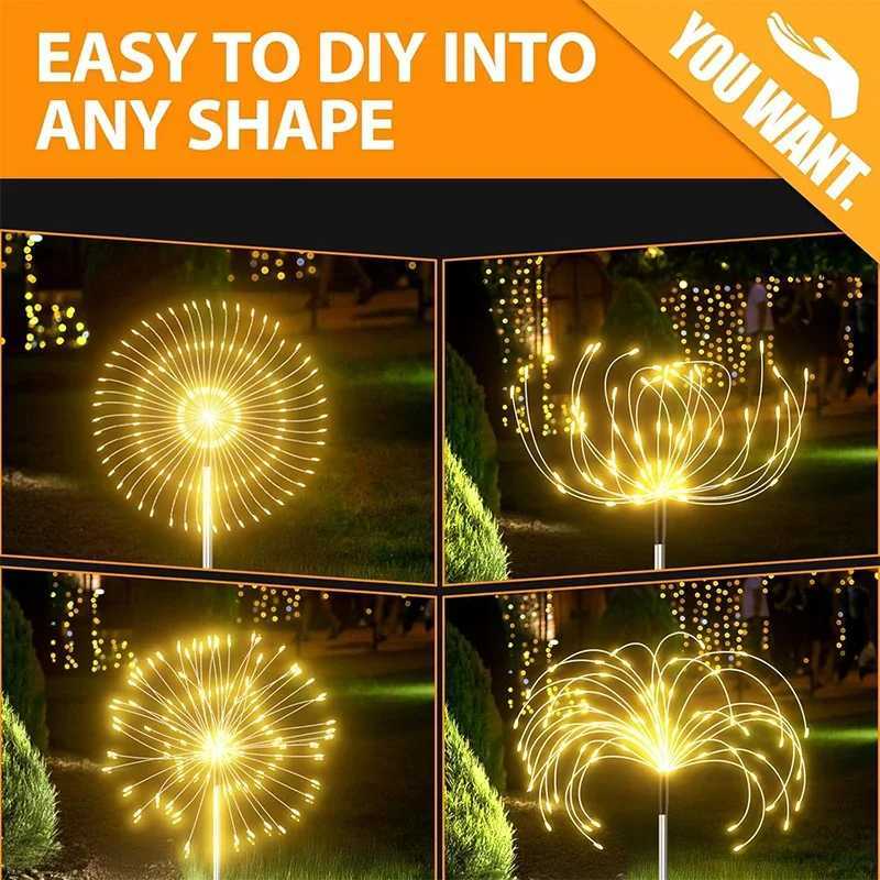 NEW 420LED Outdoor Solar Dandelion Pathway Light Waterproof Garden Decor Firework Lawn Solar Light for Yard Street Patio Balcony XJ250606