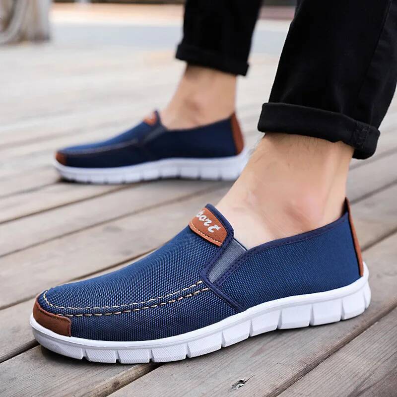 Ddmyoutdoor Shoes New Comfortable Canvas Casual Male Flat Loafers Shoes Men Black Outdoor