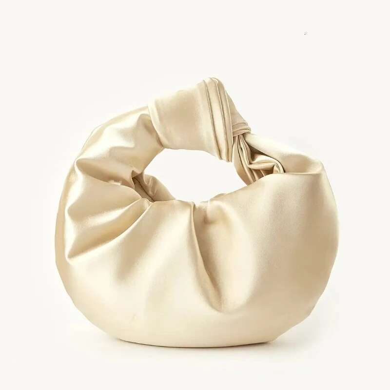 French Design Pleated Satin Knotted Bag Women's Sweet Cloud Handbag Ladies Soft Wedding Evening Prom Party Hot Pink Bags