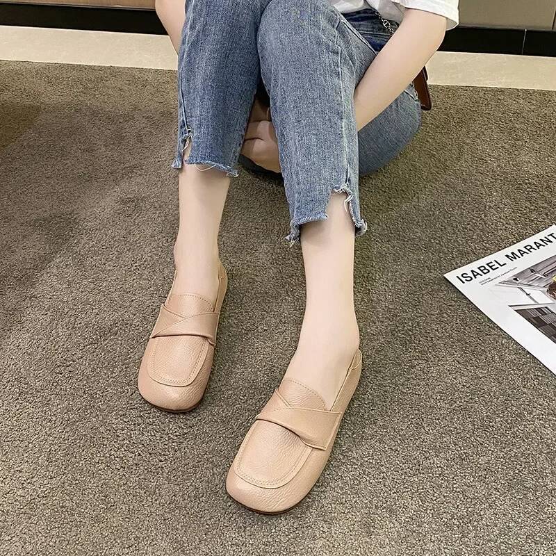 ddmyoutdoor Women S Flat Comfortable Anti Slip Soft Bottom New Square Toe Casual Lightweight Outdoor Commuter Shoes Outdoor Shoes