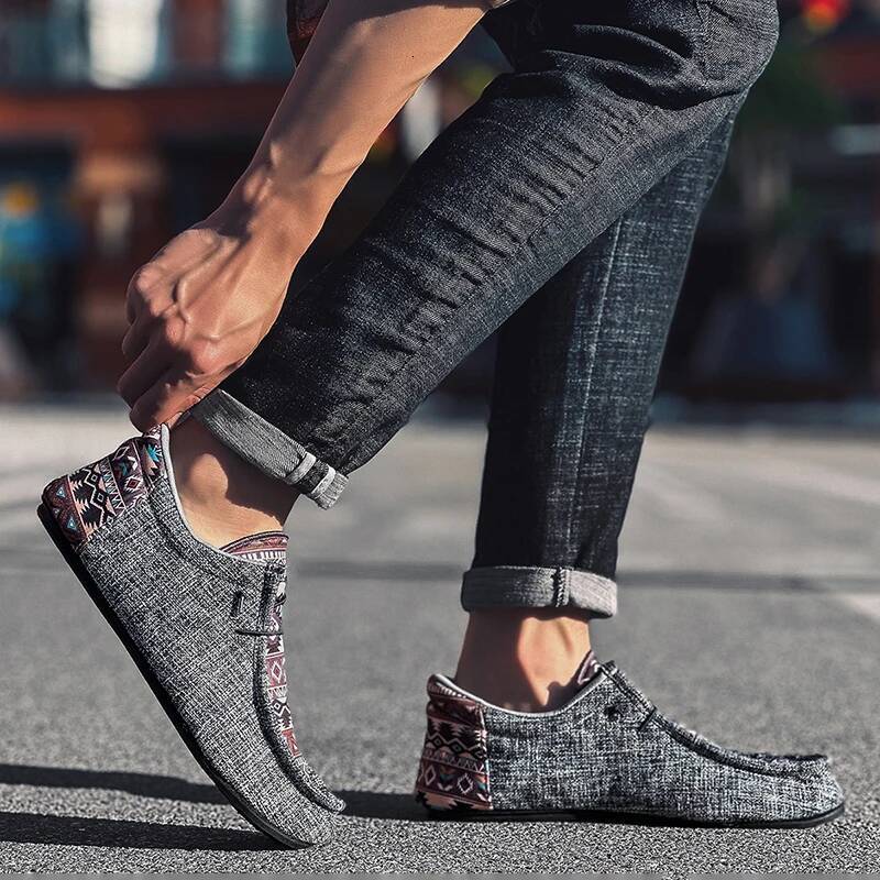 Ddmyoutdoor Mens Casual Loafers Lightweight Comfortable Canvas Summer Non Slip Breathable Boat Shoes For Men Outdoor Walking Flats Shoe Outdoor Shoes