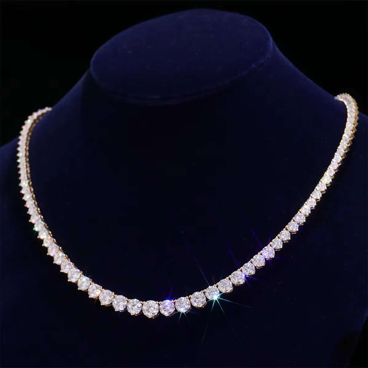 Men Chain Necklace Ice Chain for Nen 4K Yellow Gold Tennis Chain Moissanite Unisex Hip Hop Style Party Daily Wear Customization