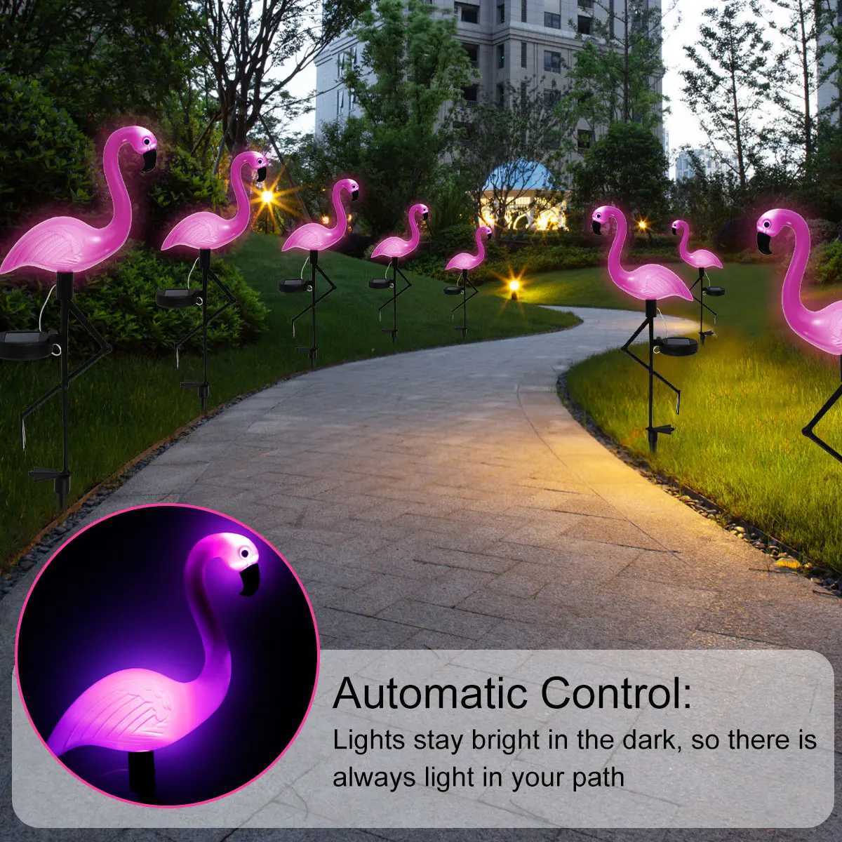 Pink Flamingo Solar Light Outdoor Courtyard Decoration Light Waterproof Garden LED Patio Walkway Light with Lights Ground Lamp XJ250606