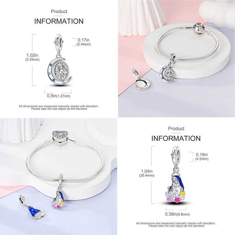 100% 925 Sterling Silver Holy Maiden Cross Sun Godd Luck Bling Charms Beads Fit Pan Original Bracelets DIY Jewelry GiftsXJ250607