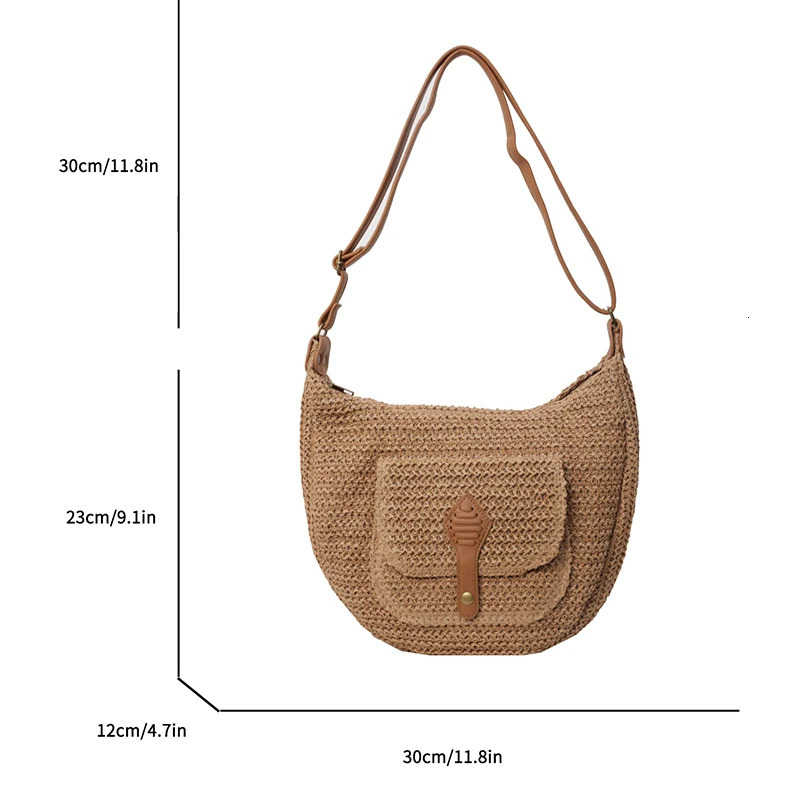 Leisure HighCapacity Seaside Beach Vacation Grass Woven Bag for Womens Versatile Crossbody Shoulder Bag 250605