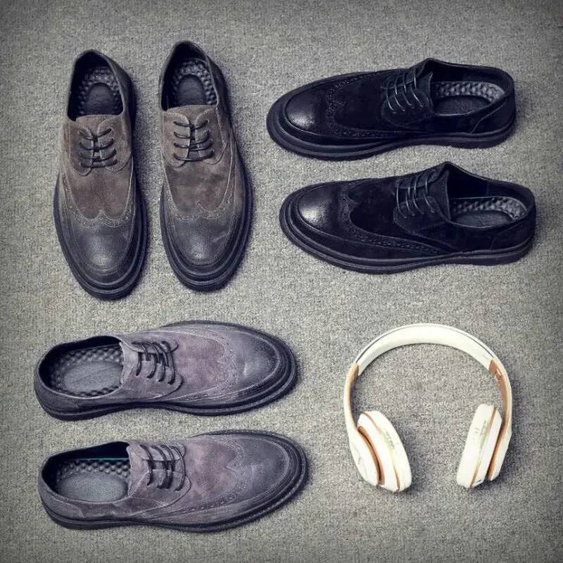 Ddmyoutdoor Brand Fashion Mens Flats Casual British Style Oxfords Business Men Dress Suede Brogue Party Formal Shoes Gh Outdoor Shoes