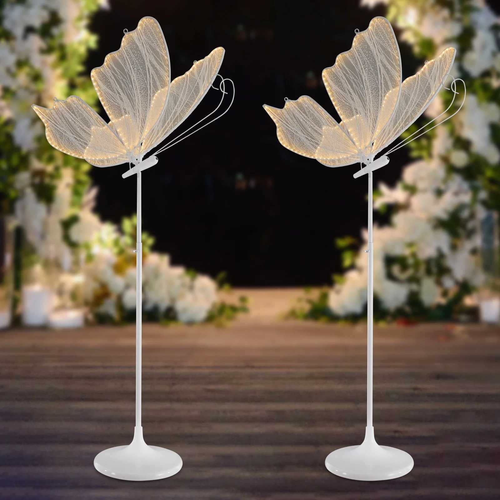 2PCS Wedding Butterfly Floor Lamp LED Butterfly Wings Decor Wedding Creative Butterfly Hanging Decoration Props W250607