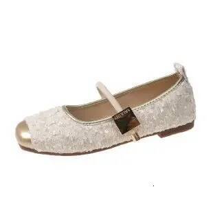 ddmyoutdoor Elegant Fashion Sequin Mary Jane For Women Spring Flat Ankle Strap Woman Comfort Low Heels Single Shoes Outdoor Outdoor Shoes