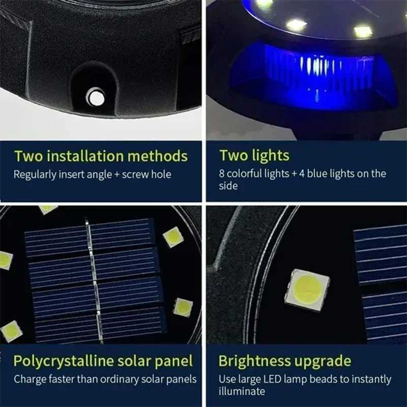 12LED Solar Power Disk Light Outdoor Garden Solar Underground Light Deck Light Spotlight Buried Solar LED Lamp Garden DecorXJ250606